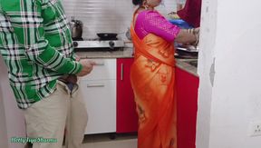 Desi Bhabhi Was Washing Utensils in the Kitchen When Her Brother-in-law Took Her From Behind