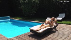 Russian gymnast Mia Split swims naked with tight pussy on display