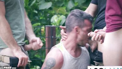 Blain O'Connor, Paul Wagner, Jayden Marcos & Derek Kage in a wild Twisted Reality Show group sex with double anal fucking & wild