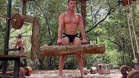 Bent Over Weight Row With Cock Out#coach #naked #workout CoachStuds