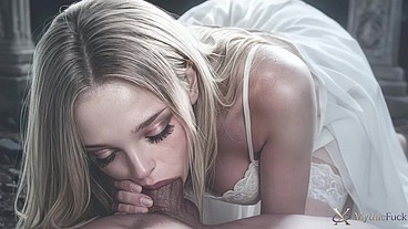 I fucked a petite blond ghost-woman at the cemetery...Her makeup ran because of how hard I was fucking her with my big black cock!! [AI]