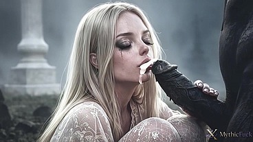 I fucked a petite blond ghost-woman at the cemetery...Her makeup ran because of how hard I was fucking her with my big black cock!! [AI]