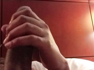 Rubbing My Large Ebony Dong Showing Face