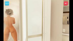 Elise Peepshow [ Hentai Game ] PORN photo shooting with a cute BRUNETTE with blue eyes !