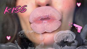 Sensual creamy nude lipgloss kiss