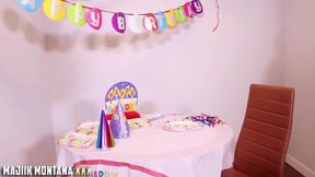 mena carlisle blows out majiik montana s birthday candle