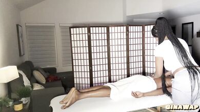 Big Booty Masseuse Helps Big Dick Client Relieve His Stress