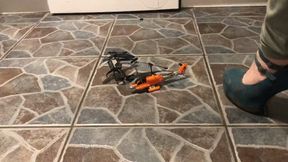 Metal tip heels destroy toy rc helicopter