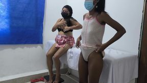 Delicious wet brown vaginas in a massage center