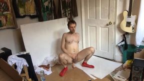 Peeping Tom - Anal Dildo In Red Ankle Socks - Sock Fetish Big Feet Ass Fucking Big Fake Cock