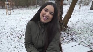 Public agent pays a busty Spanish girl for POV sex