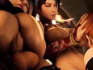 Double Shemale Hentai - Cammy x Chun Li x Juri - CG Porn