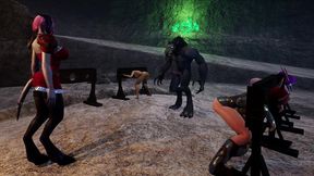 bondage grinding in a werewolf cave