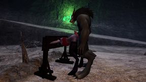 bondage grinding in a werewolf cave