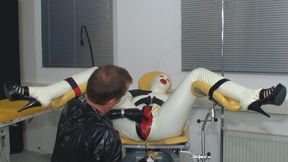 Rubberslut on the gynchair part 1