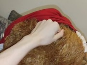 Very horny boy fucks his teddy bear up his furry ass while moaning