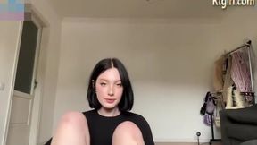 Slim Russian Trans Beauty With Tattoos Shows Sexy Feet And Ass On Webcam