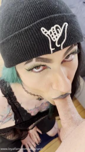Hot Goth Femboy Sucking Cock POV