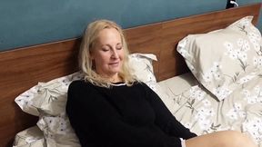 Stunning sandy-haired MILF Selena plays horny games half-clothed