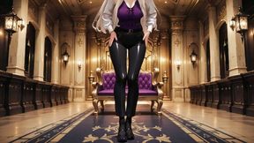 Blonde Queen in Purple Court Uniform! Lazy on the Throne, Eyes Full of Lust