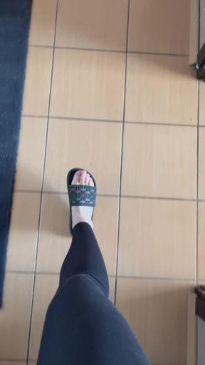Feet in Flip-flops and Walking in Flip-flops