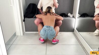 I gagged on his cock in the fitting room with strangers outside