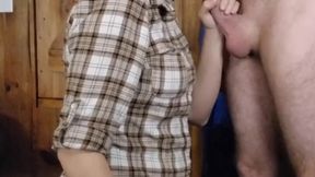 COLLEGE girl let's me cum on her tongue