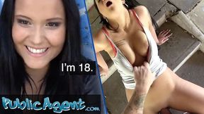 Hot 18 year old brunette with big ass has public sex for first time