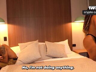 Slender tattooed stepson ends up screwing his stepmom when they share a daybed