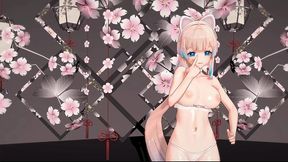 genshin impact kokomi hentai undress dance catgirl mmd 3d blue eyes