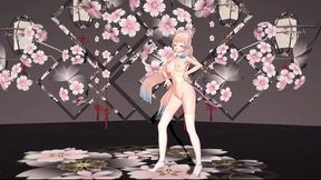 genshin impact kokomi hentai undress dance catgirl mmd 3d blue eyes