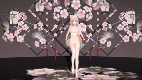 genshin impact kokomi hentai undress dance catgirl mmd 3d blue eyes