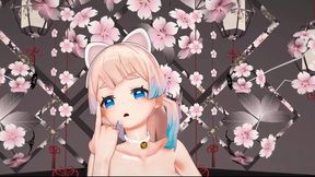 genshin impact kokomi hentai undress dance catgirl mmd 3d blue eyes