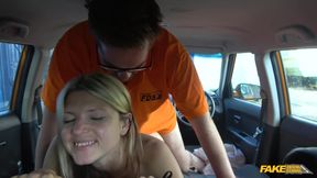 Lonely Russian girl with natural tits gets boned in the car