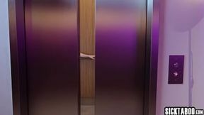 Teen cutie Liz Jordan getting wild & nasty with a mystery dude in an elevator