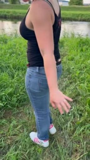 Outdoor Pissing to her boots