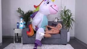 Heavy Blonde Amateur Masturbates & Fucks Unicorn Man