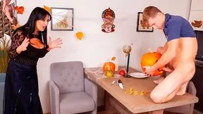 Longhaired older woman gets her pussy fucked by young guy on fucked up holiday night