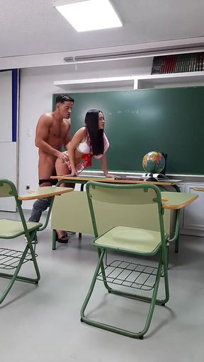 Perverted Old Teacher with Monster Dick Fucks Extreme at College with His Young Sexy Student and Cums Inside Her Mouth