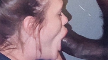 Giving a thick black cock amazing head