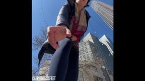 NYC feet, Brooklyn birkenstocks and socks removal, public foot show, Hungarian milf feet