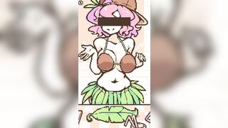 CocoNut Shake [Pixel Anime game] Long breast milking on the beach