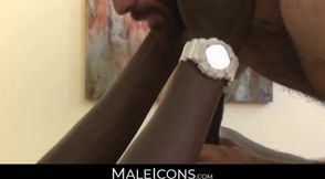 Ebony bottom guy's intense anal session with hung white stud