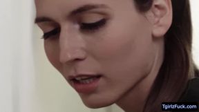 Slender ts cutie Khloe Kay masturbates and sucks Michaels cock