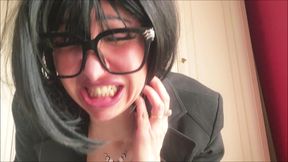 The secretary has too much air in her belly