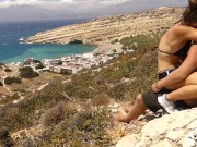 Horny teen couple have risky public sex on Greek mountain top!