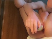 Gay gaping his asshole with a beer