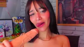 Intimate Solo Show: Brunette Thrills Herself With Massive Dildo Close-Up