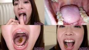 Hinata Tachibana - Showing inside cute girl's mouth, chewing gummy candys, sucking fingers, licking and sucking human doll, and chewing dried sardines