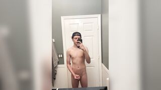 Massive cock jerking-off and arse participate/fingering within the mirror